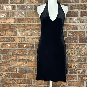 Backless Black Velvet Halter Dress